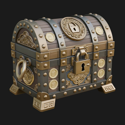 Coin Studded Treasure Chest Model Design 1 3D Print Model