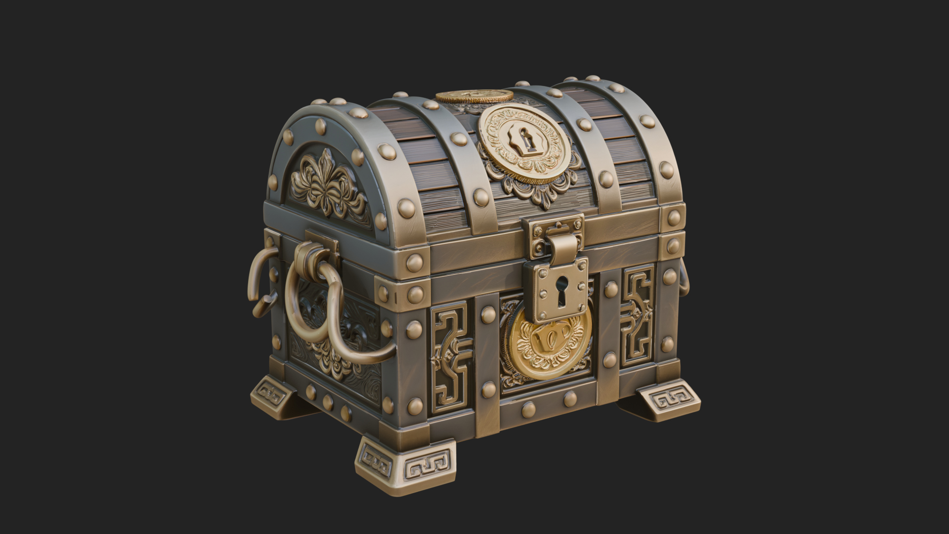 Coin Studded Treasure Chest Model Design 2 3D Print Model 3D Model