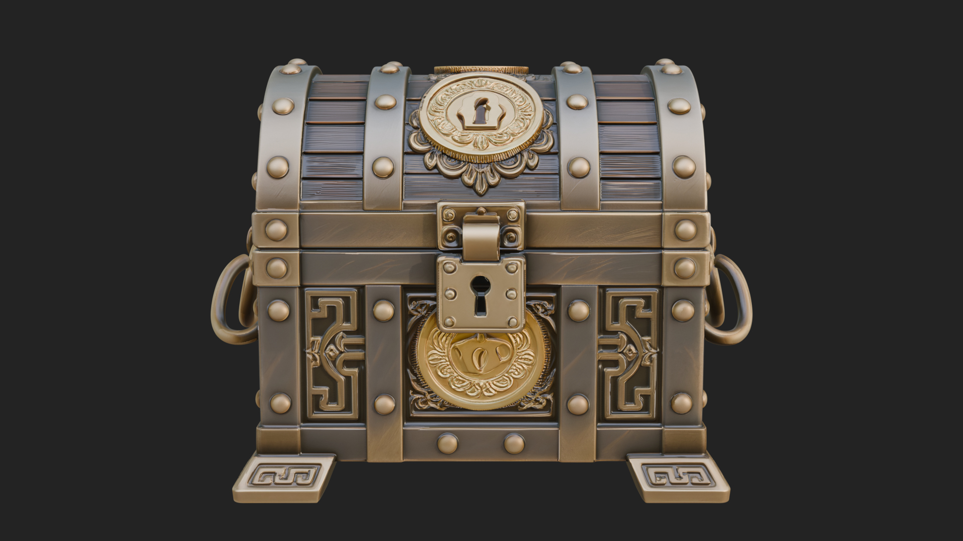 Coin Studded Treasure Chest Model Design 2 3D Print Model 3D Model