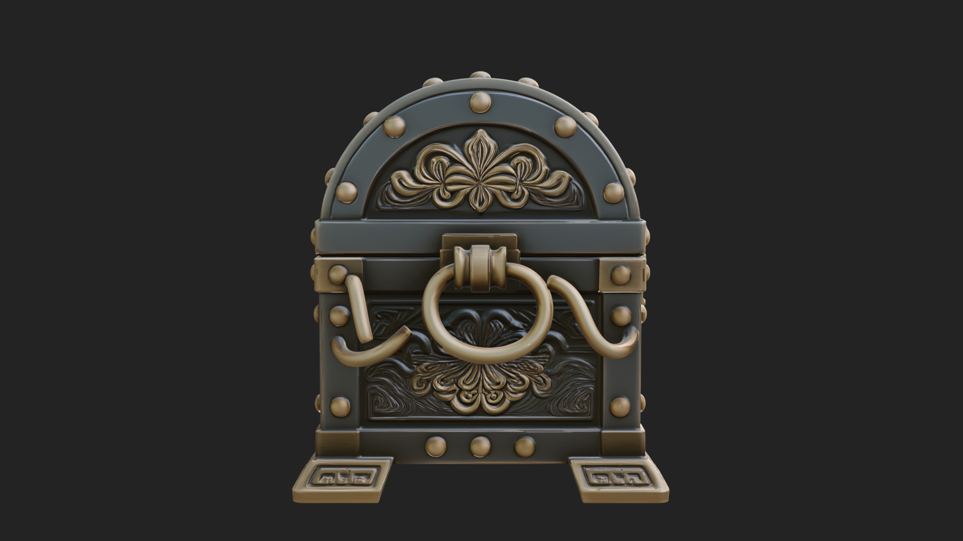 Coin Studded Treasure Chest Model Design 2 3D Print Model 3D Model