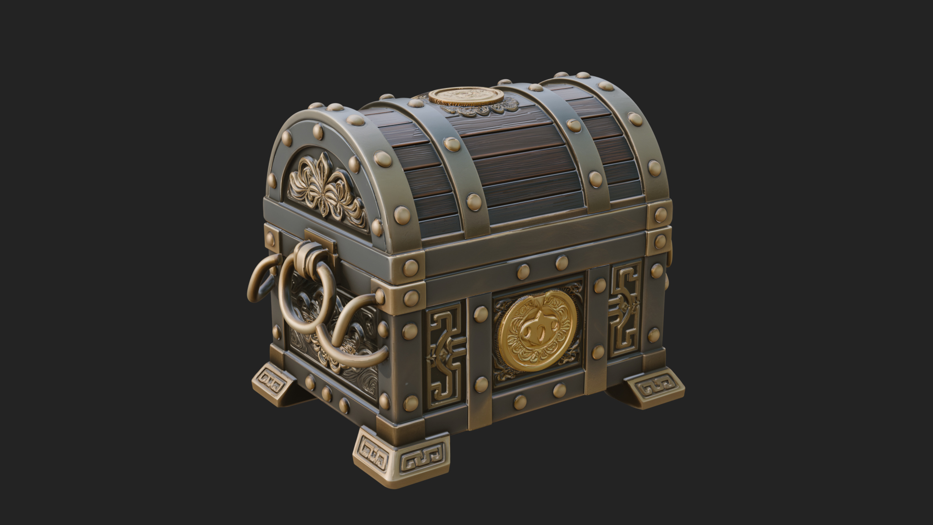 Coin Studded Treasure Chest Model Design 2 3D Print Model 3D Model