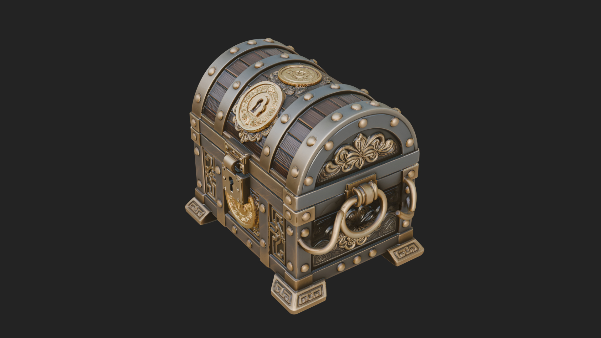 Coin Studded Treasure Chest Model Design 2 3D Print Model 3D Model