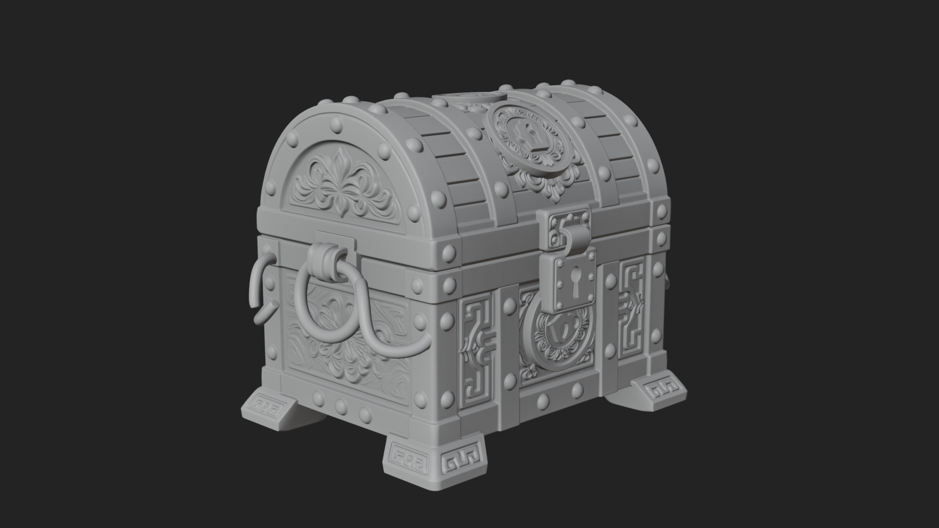 Coin Studded Treasure Chest Model Design 2 3D Print Model 3D Model