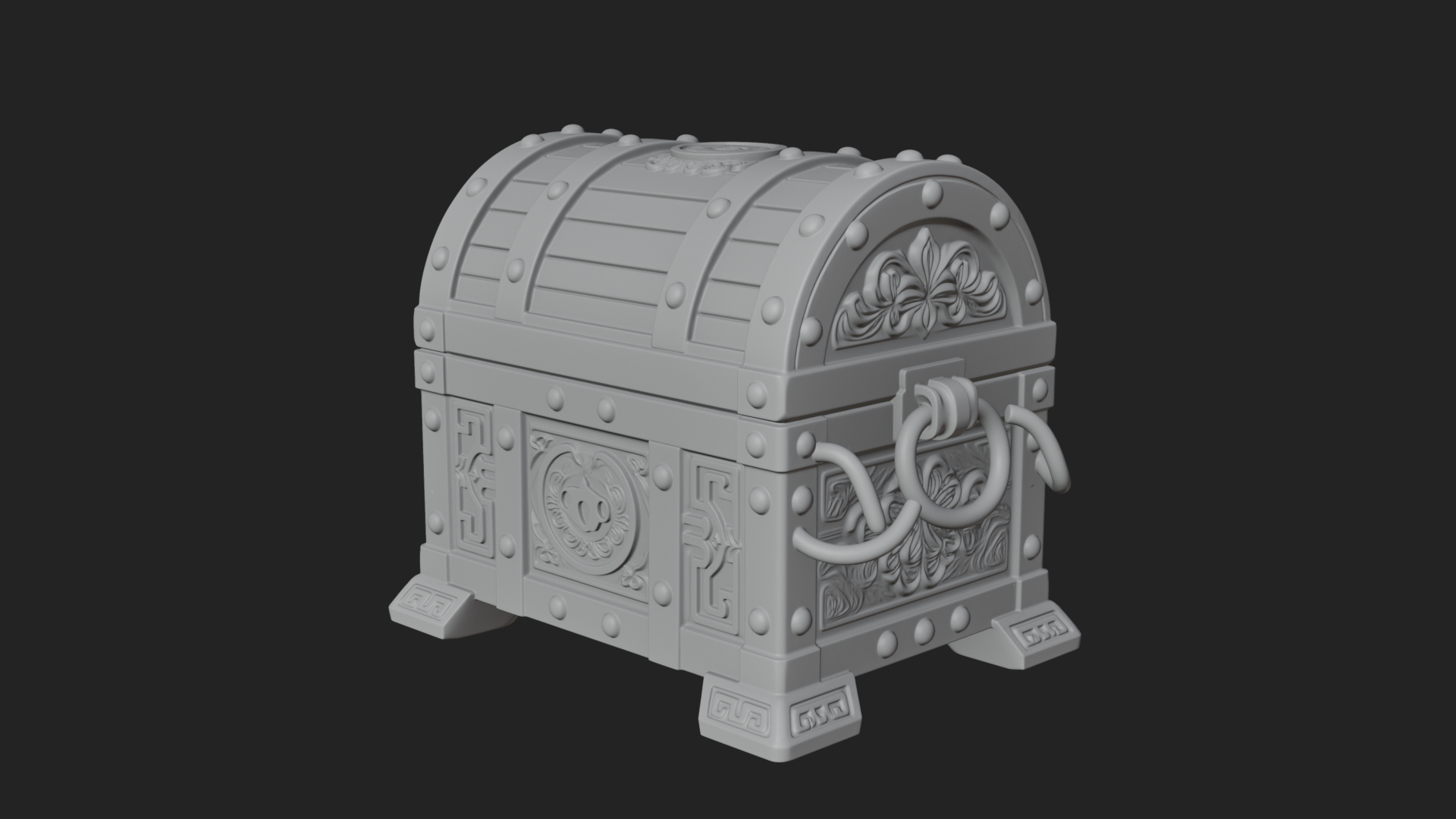 Coin Studded Treasure Chest Model Design 2 3D Print Model 3D Model