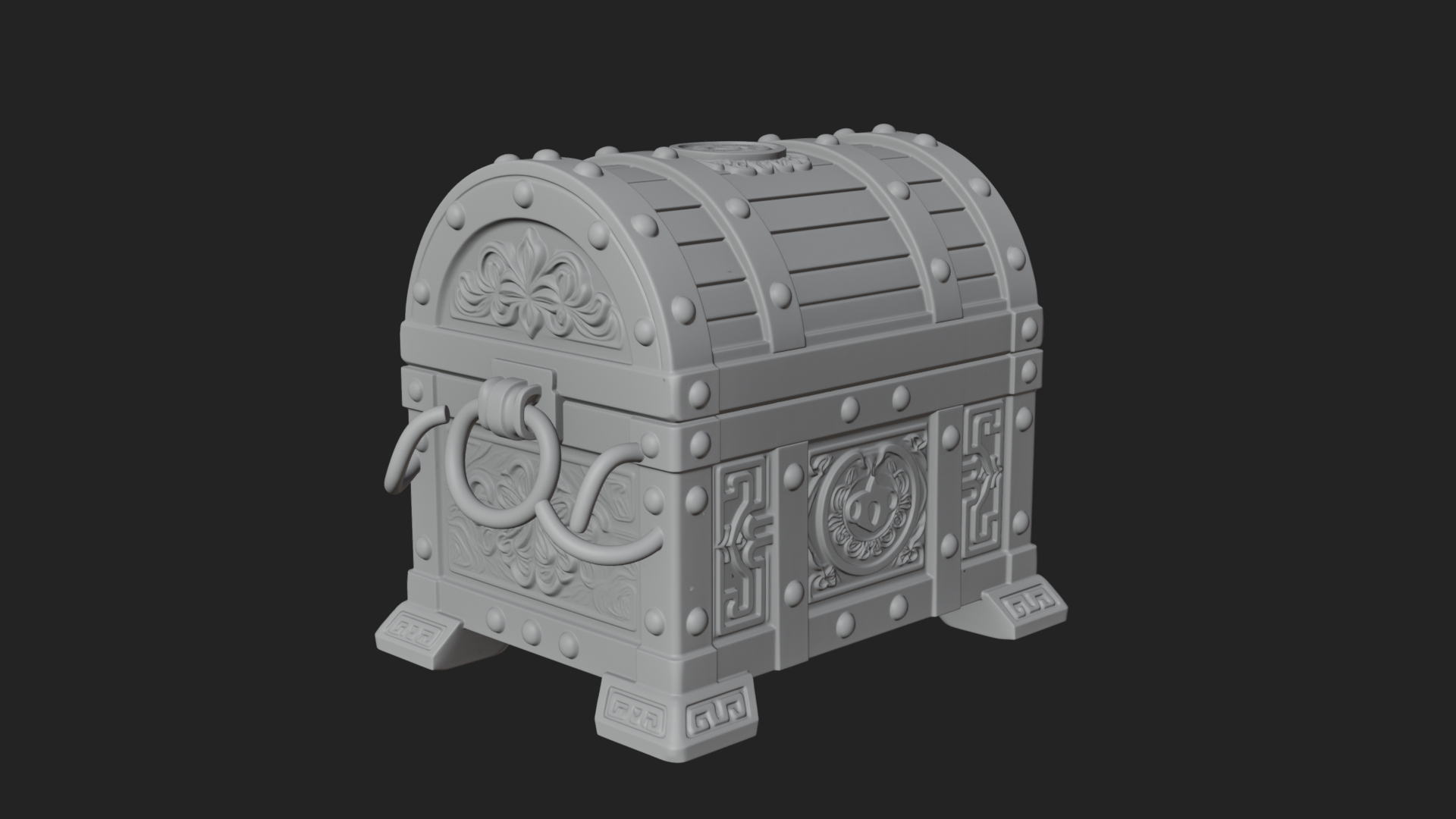 Coin Studded Treasure Chest Model Design 2 3D Print Model 3D Model