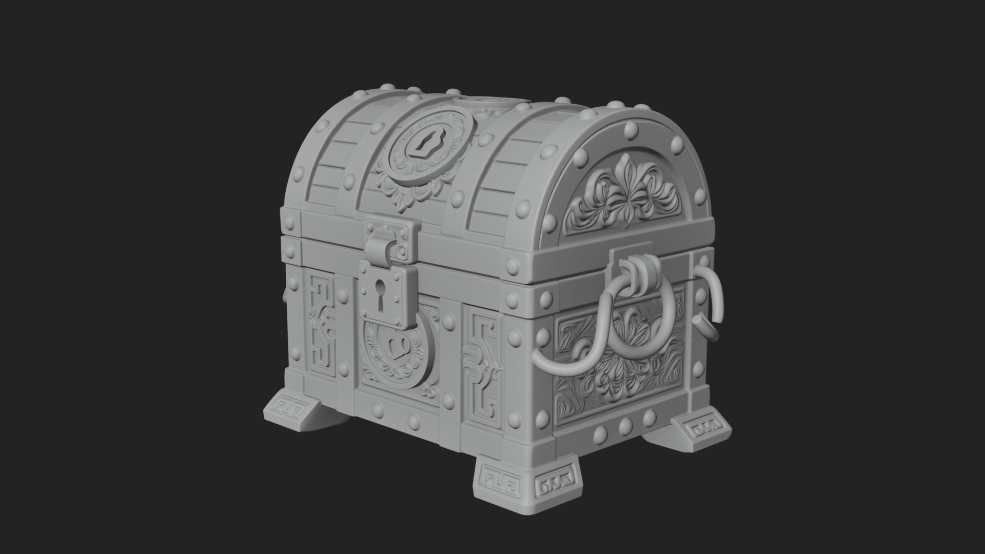Coin Studded Treasure Chest Model Design 2 3D Print Model 3D Model