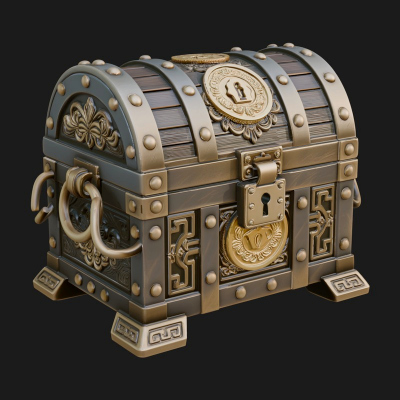 Coin Studded Treasure Chest Model Design 2 3D Print Model