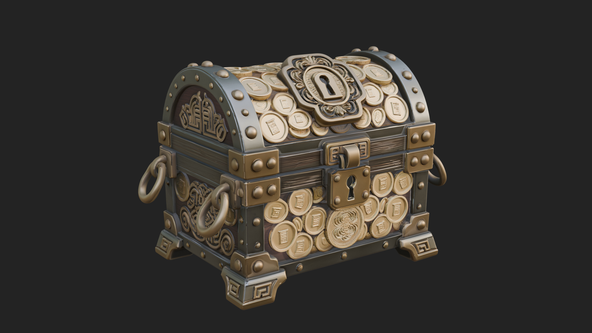 Coin Studded Treasure Chest Model Design 3 3D Print Model 3D Model