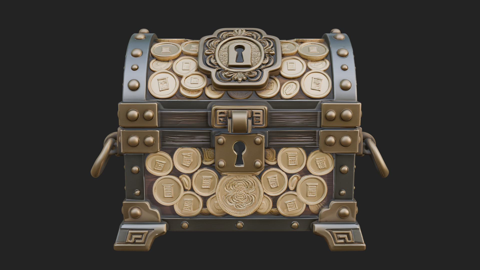 Coin Studded Treasure Chest Model Design 3 3D Print Model 3D Model