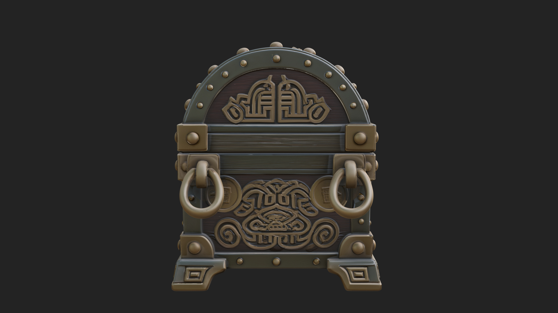 Coin Studded Treasure Chest Model Design 3 3D Print Model 3D Model