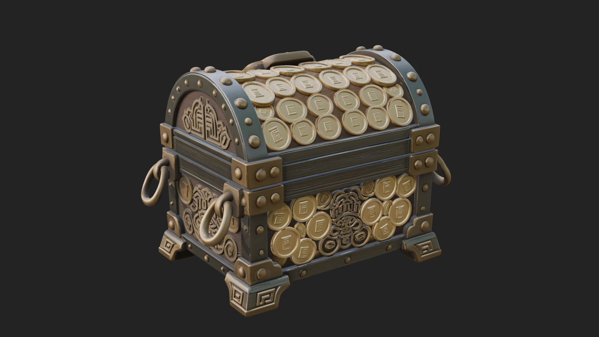 Coin Studded Treasure Chest Model Design 3 3D Print Model 3D Model