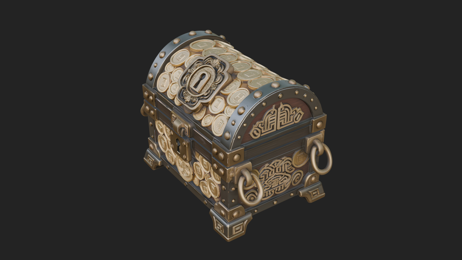 Coin Studded Treasure Chest Model Design 3 3D Print Model 3D Model