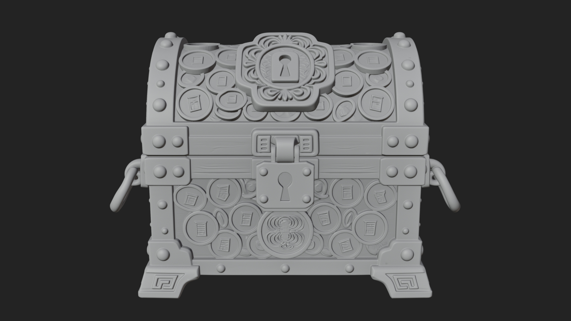 Coin Studded Treasure Chest Model Design 3 3D Print Model 3D Model