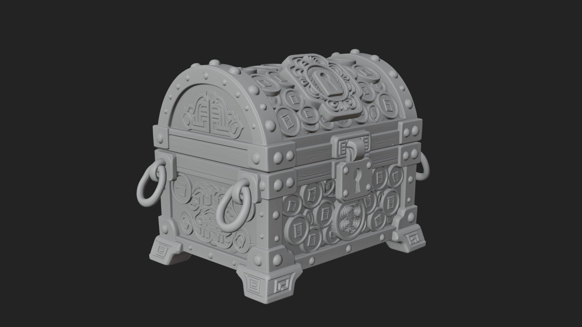 Coin Studded Treasure Chest Model Design 3 3D Print Model 3D Model