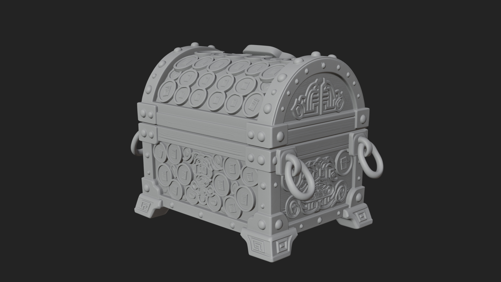 Coin Studded Treasure Chest Model Design 3 3D Print Model 3D Model