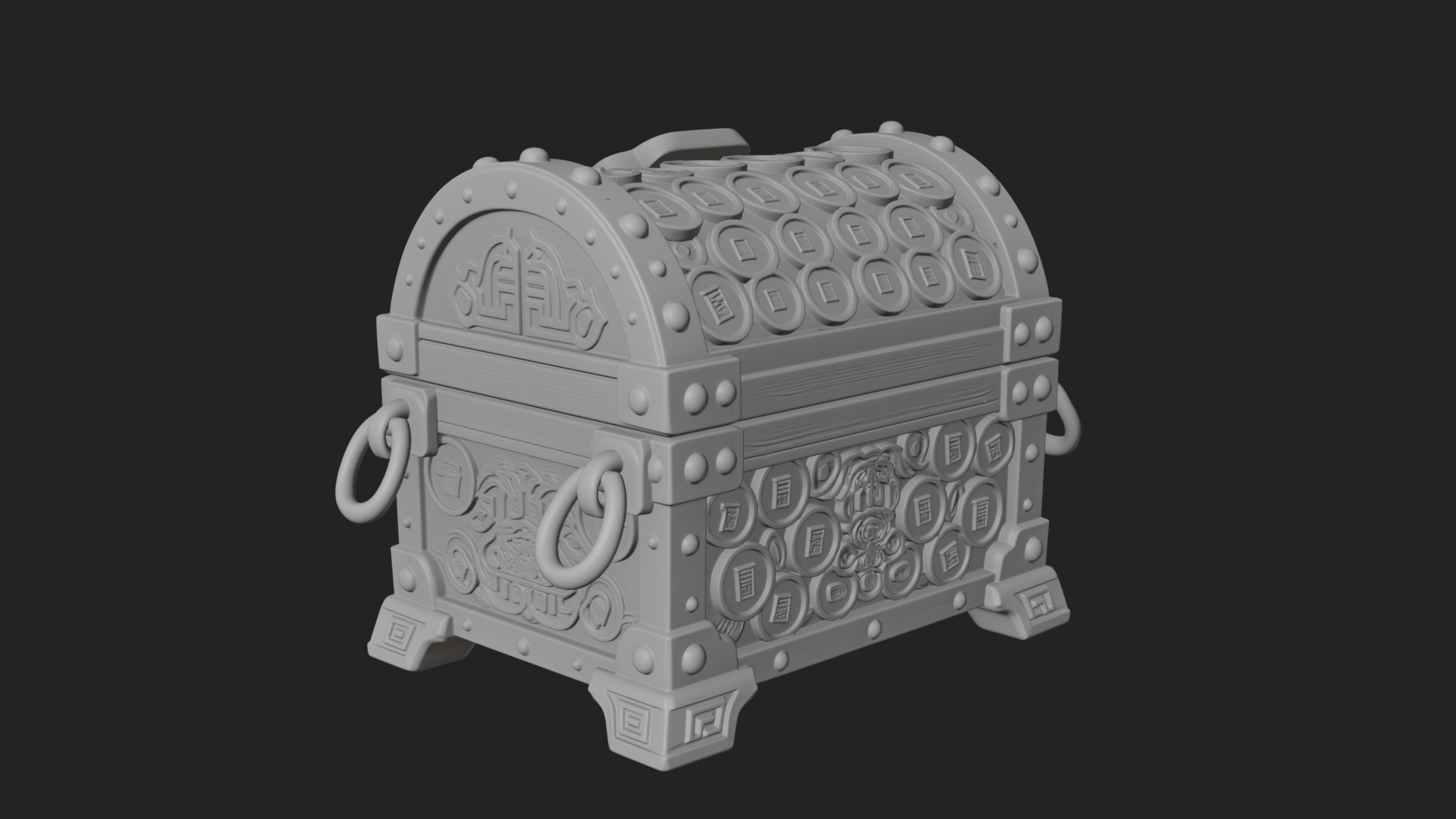 Coin Studded Treasure Chest Model Design 3 3D Print Model 3D Model
