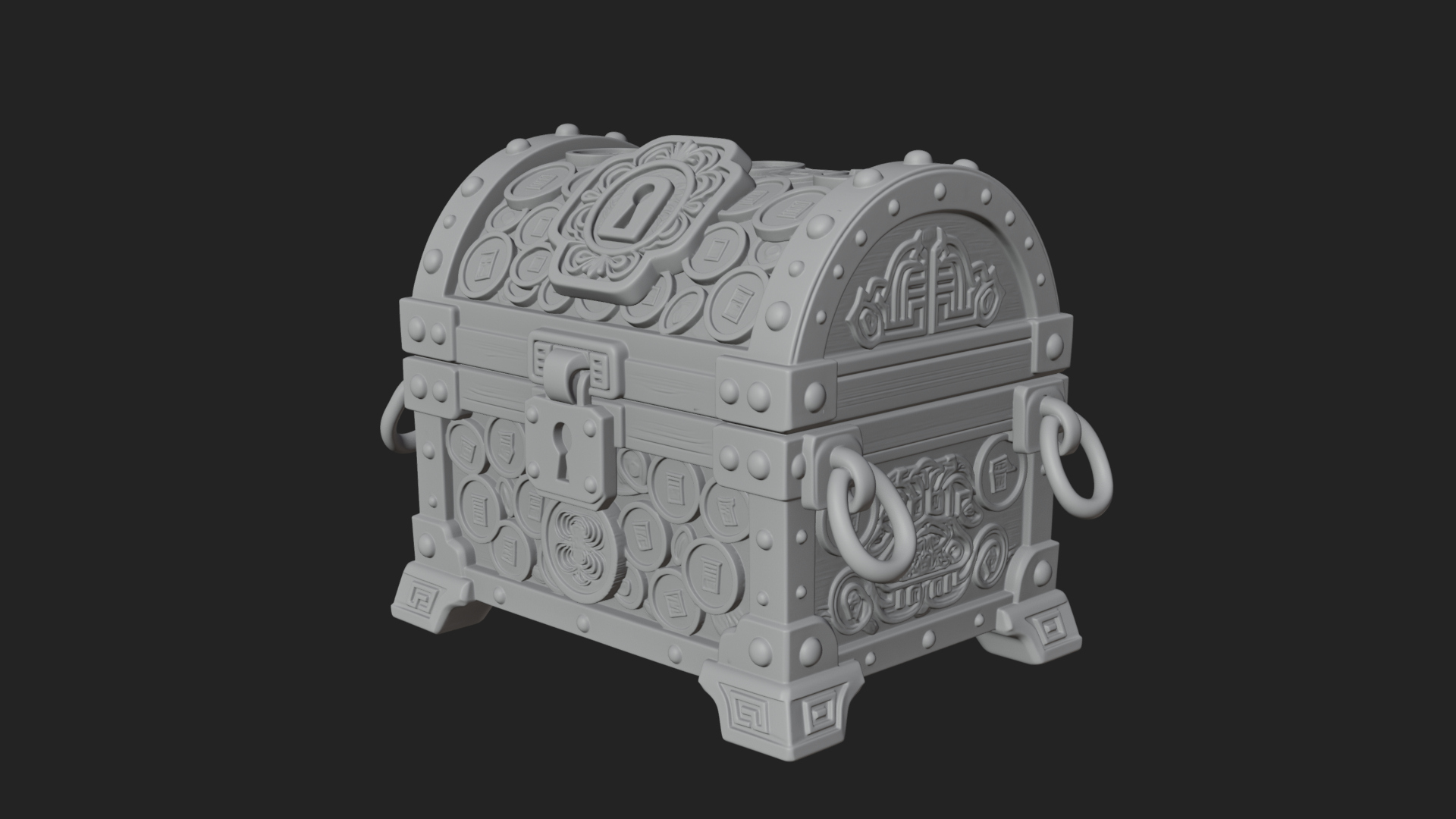 Coin Studded Treasure Chest Model Design 3 3D Print Model 3D Model