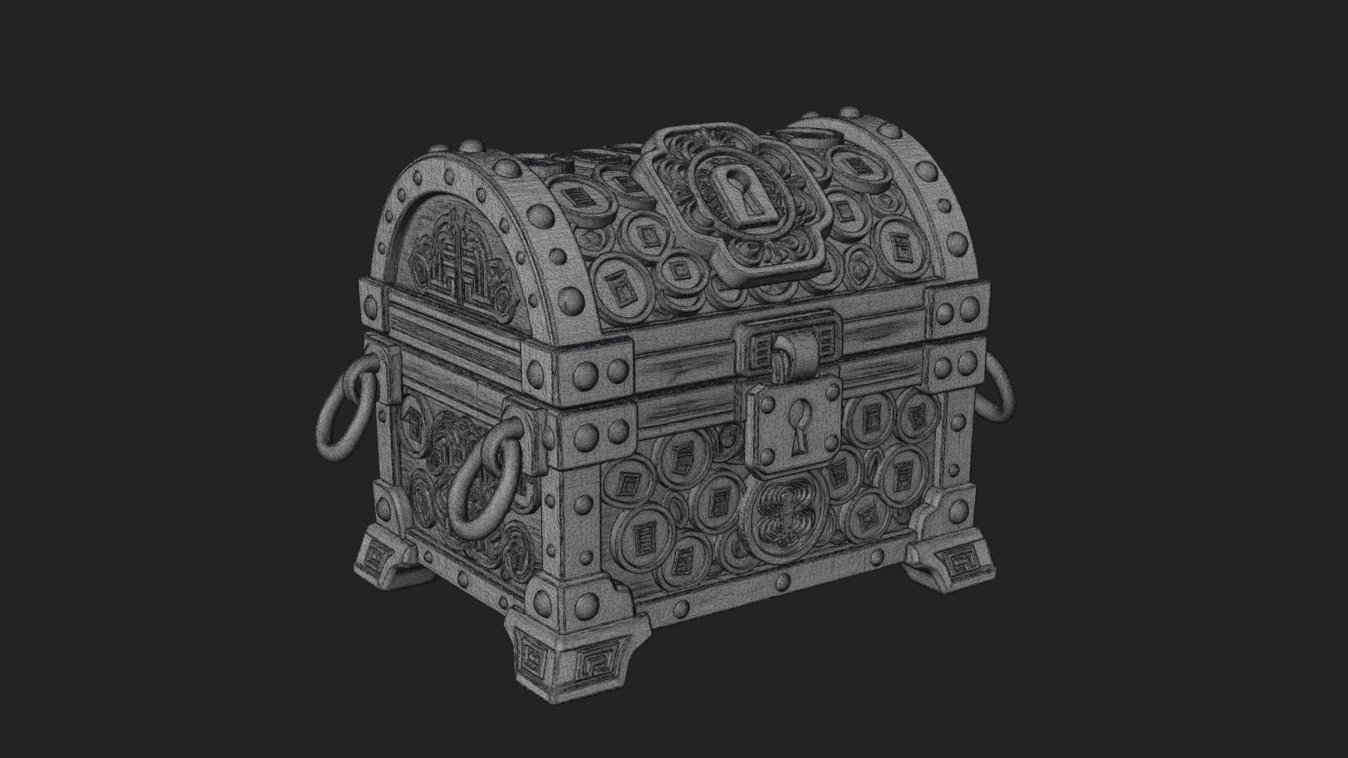 Coin Studded Treasure Chest Model Design 3 3D Print Model 3D Model