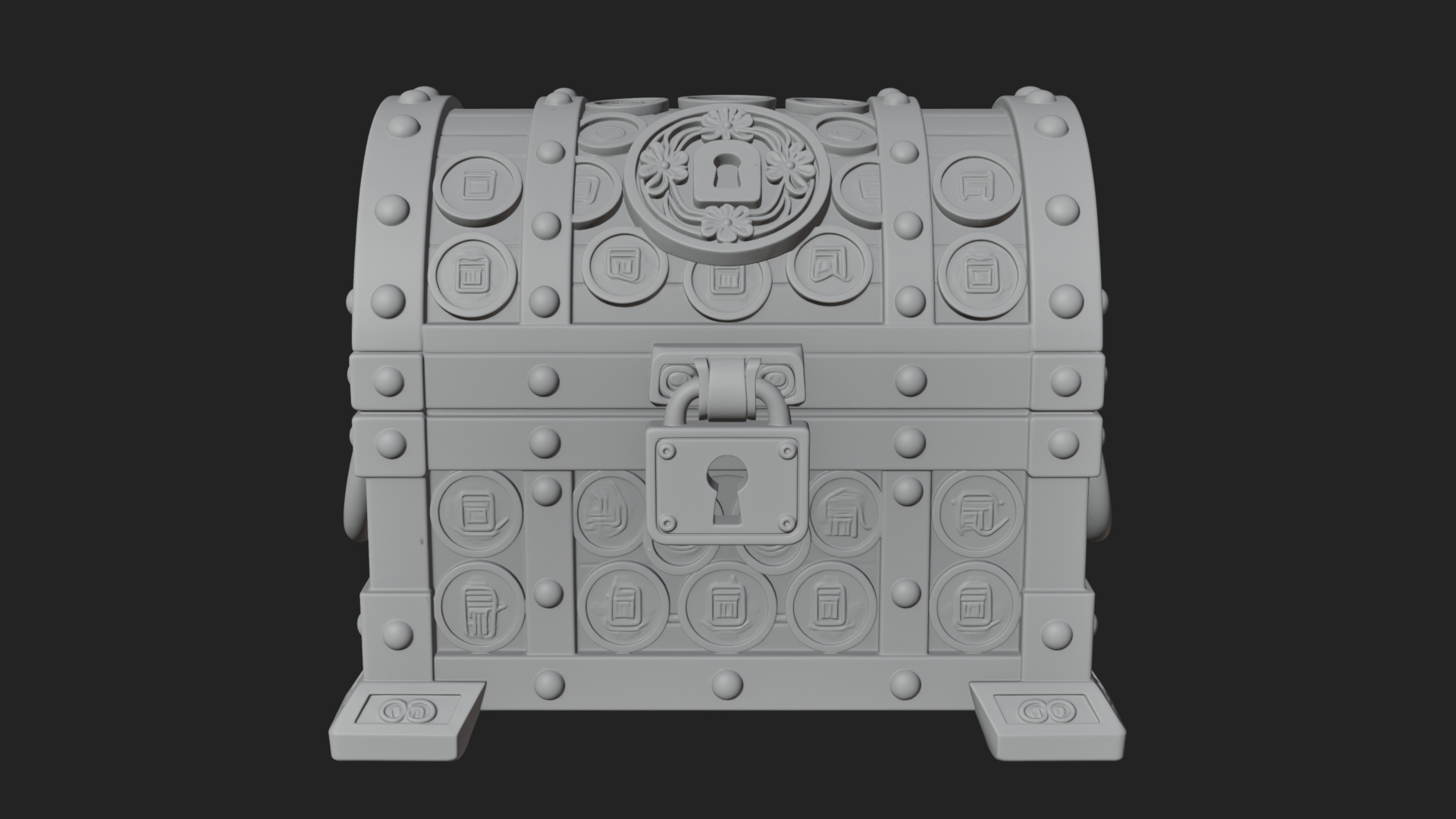 Coin Studded Treasure Chest Model Design 4 3D Print Model 3D Model
