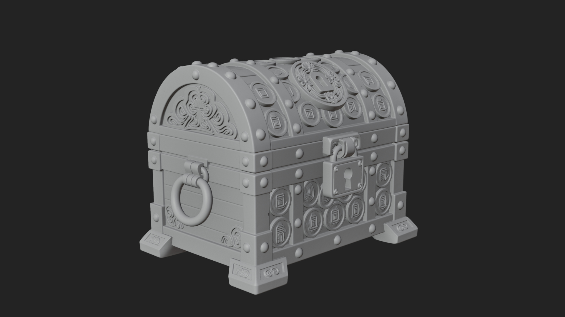 Coin Studded Treasure Chest Model Design 4 3D Print Model 3D Model