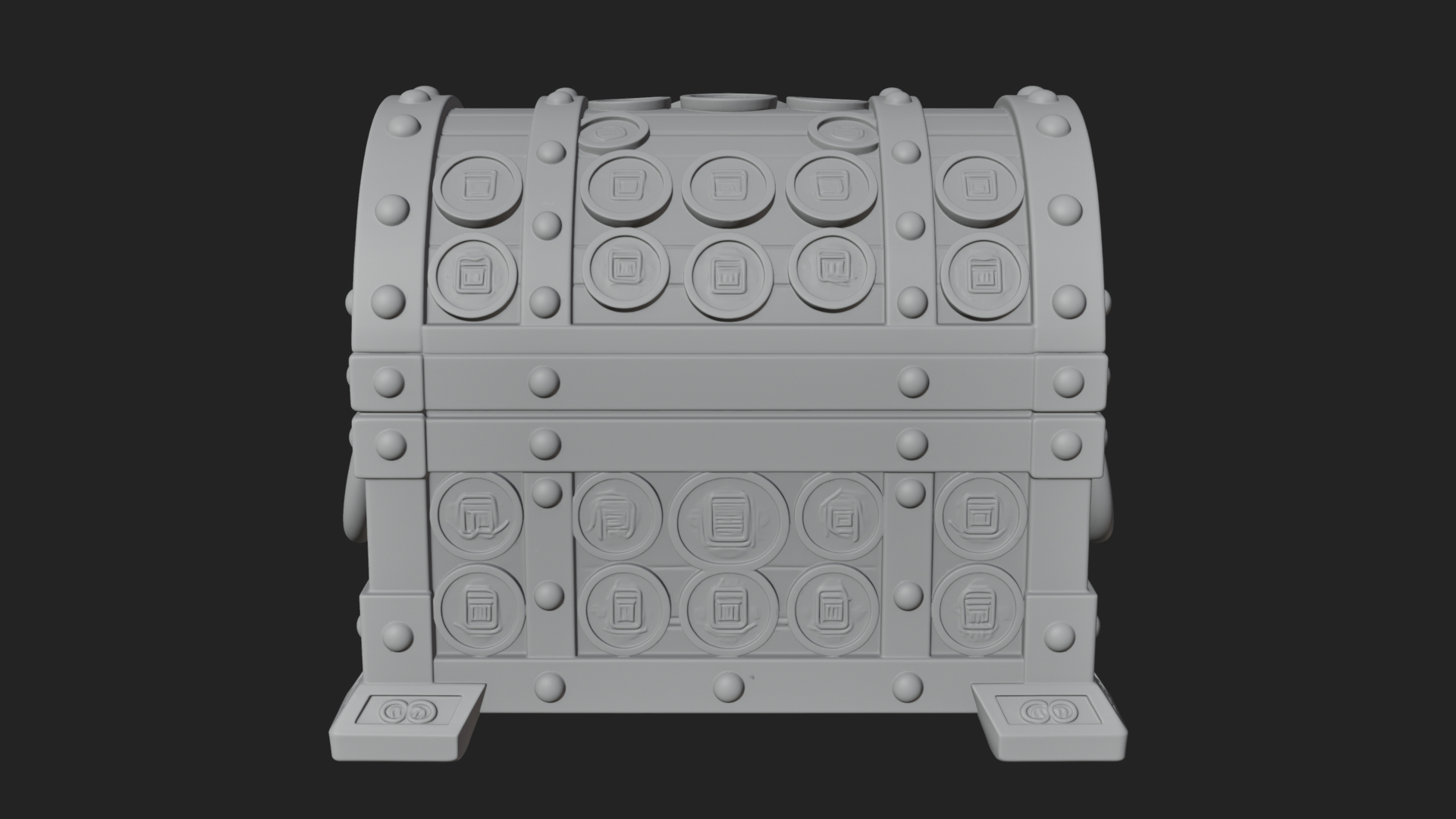 Coin Studded Treasure Chest Model Design 4 3D Print Model 3D Model