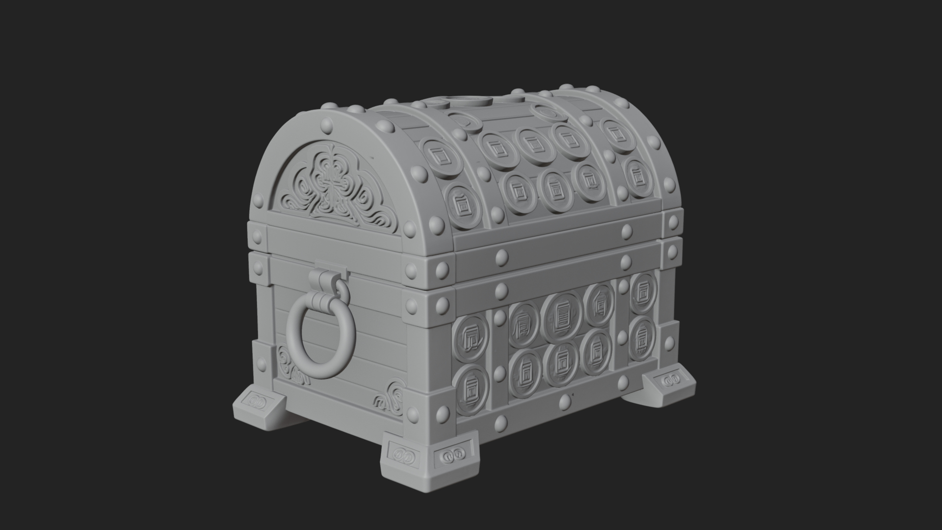 Coin Studded Treasure Chest Model Design 4 3D Print Model 3D Model