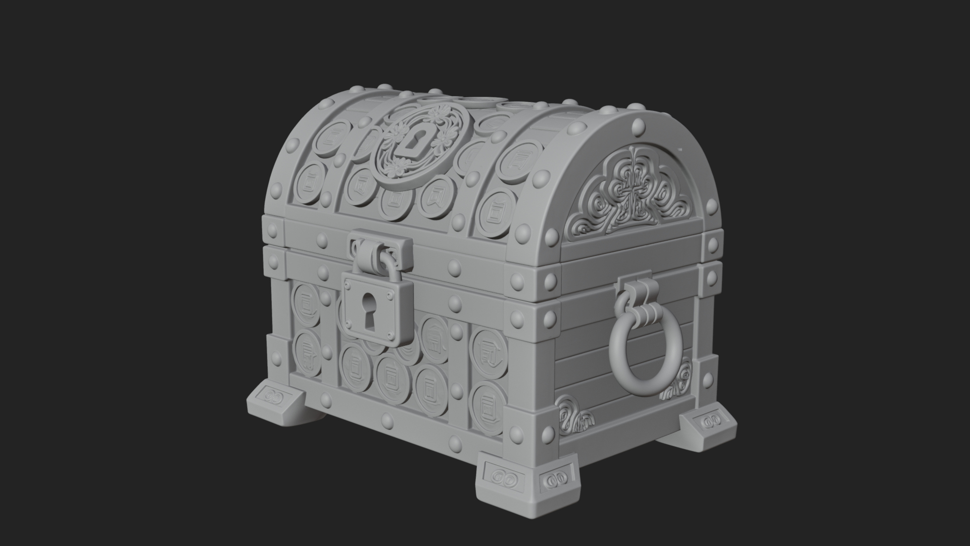 Coin Studded Treasure Chest Model Design 4 3D Print Model 3D Model