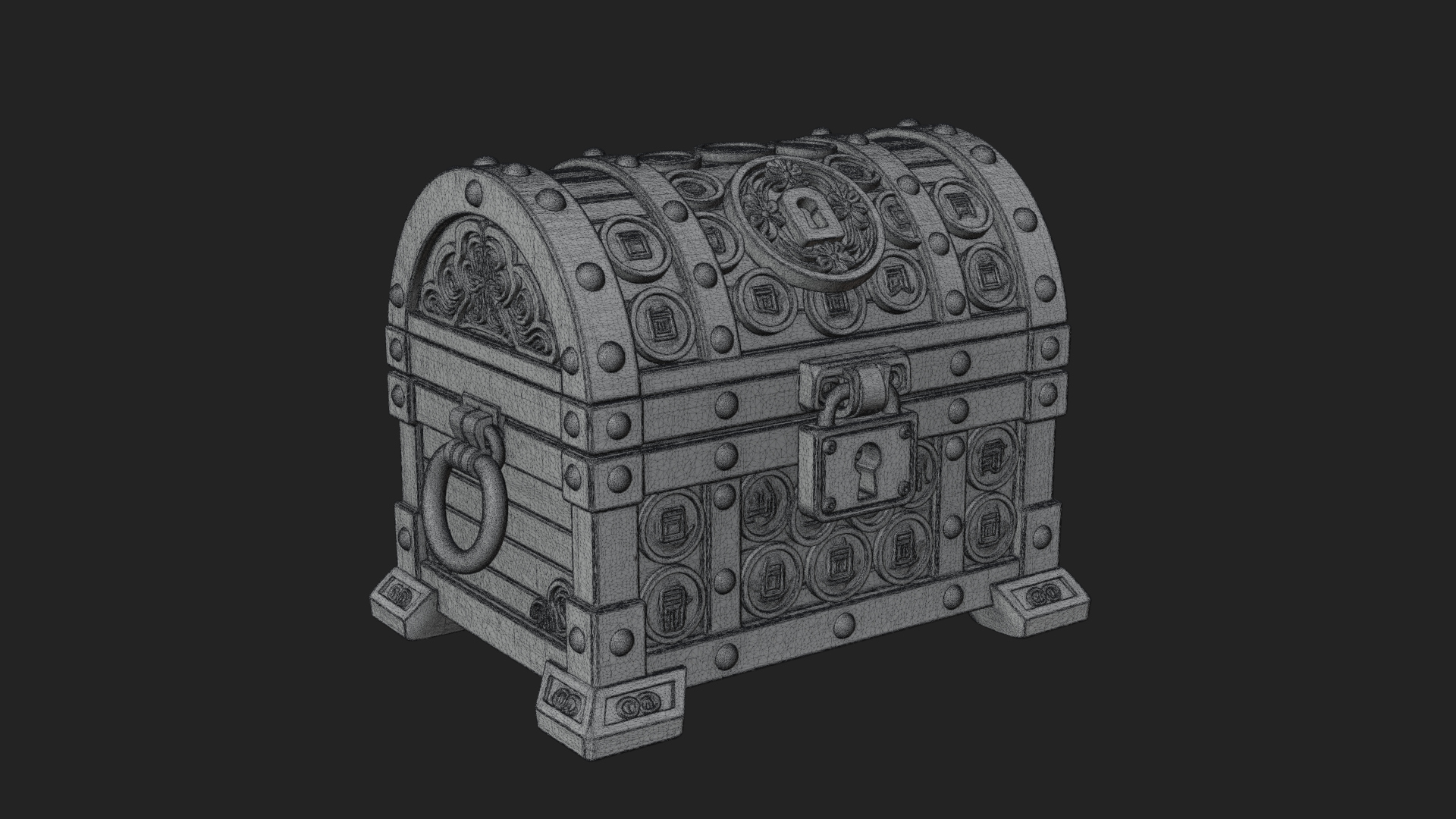 Coin Studded Treasure Chest Model Design 4 3D Print Model 3D Model