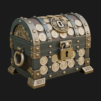 Coin Studded Treasure Chest Model Design 4 3D Print Model