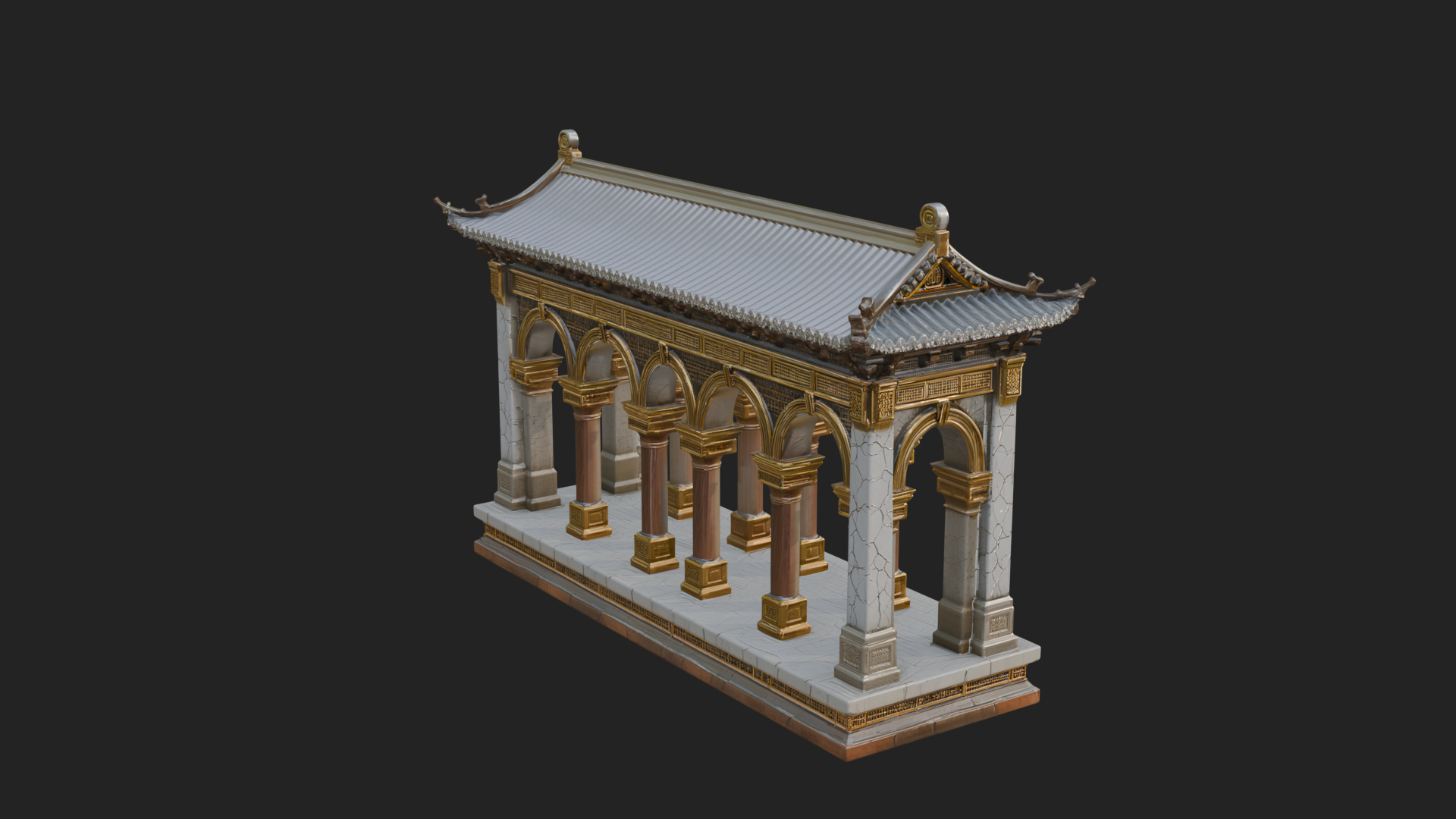 Columned Arcade Model Design 4 3D Print Model 3D Model