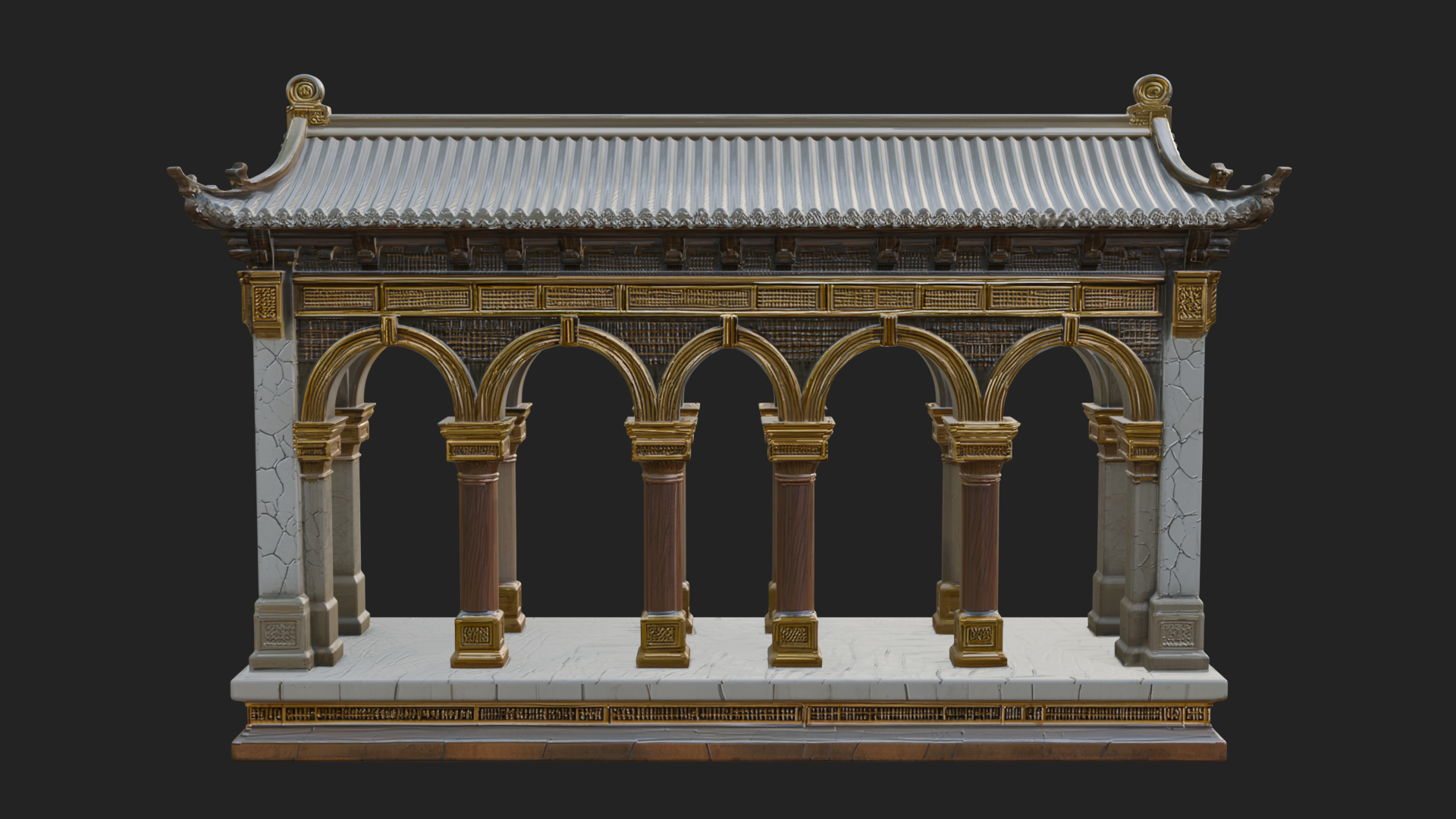 Columned Arcade Model Design 4 3D Print Model 3D Model