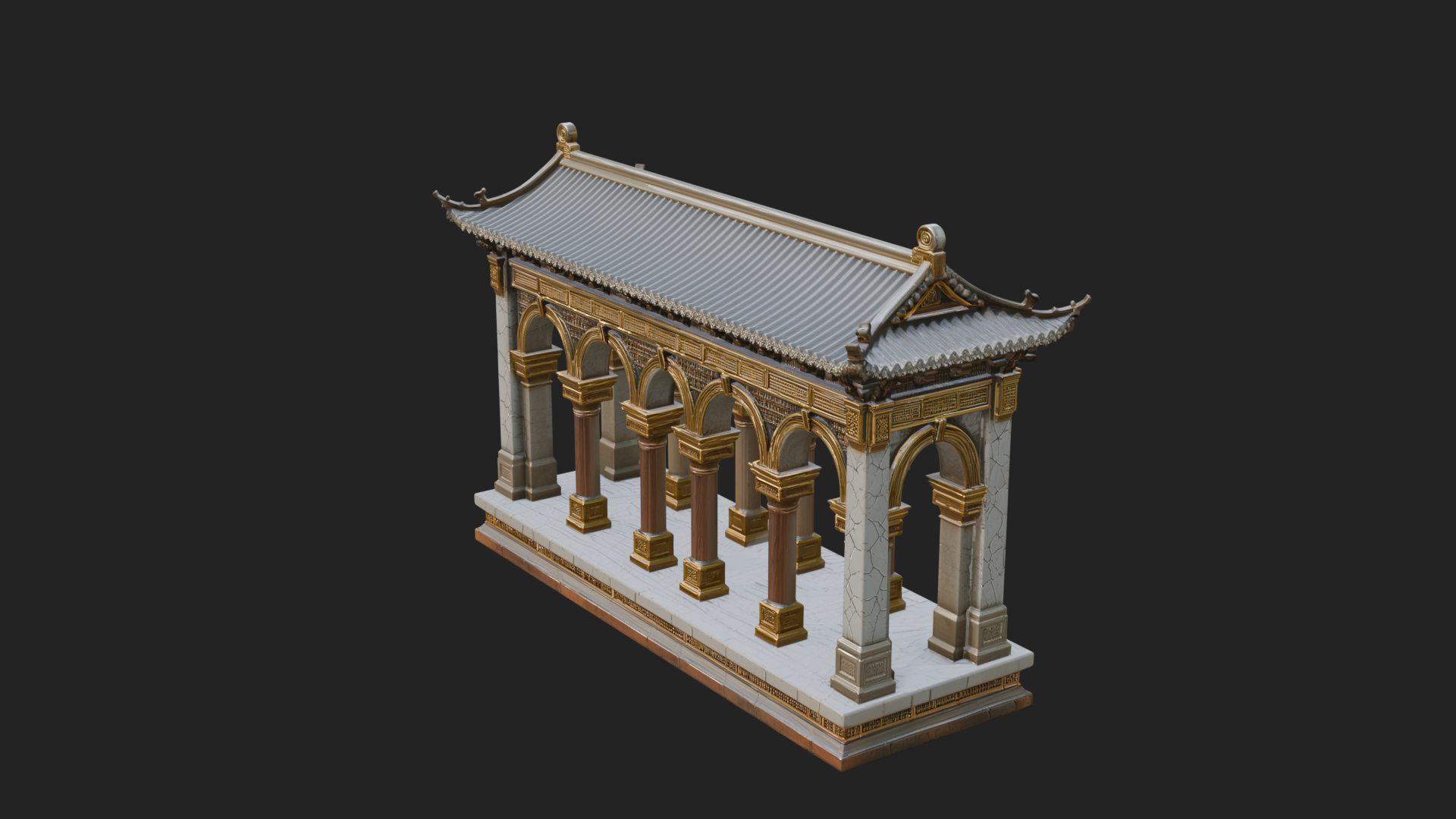 Columned Arcade Model Design 4 3D Print Model 3D Model
