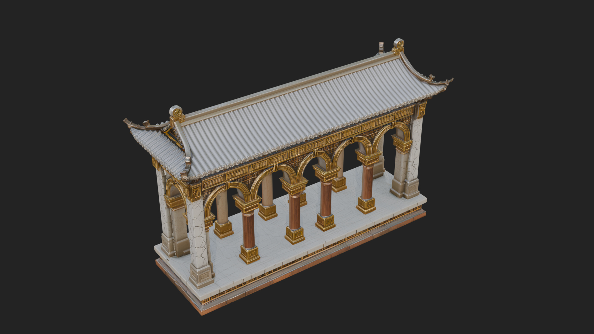 Columned Arcade Model Design 4 3D Print Model 3D Model