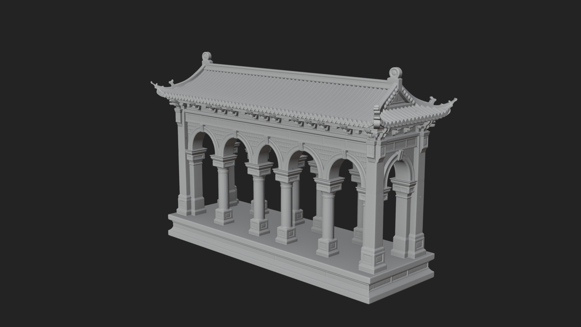 Columned Arcade Model Design 4 3D Print Model 3D Model