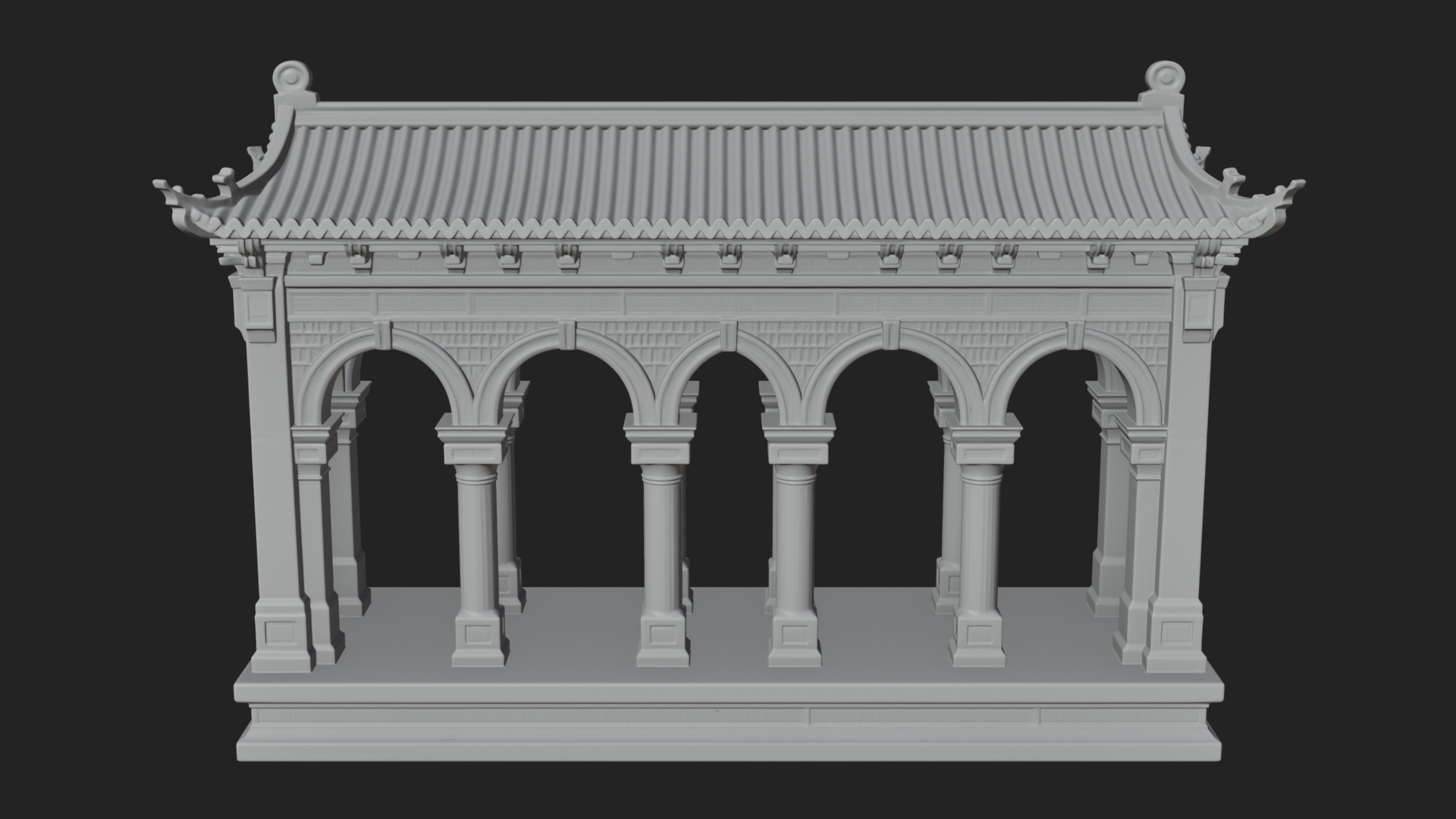 Columned Arcade Model Design 4 3D Print Model 3D Model