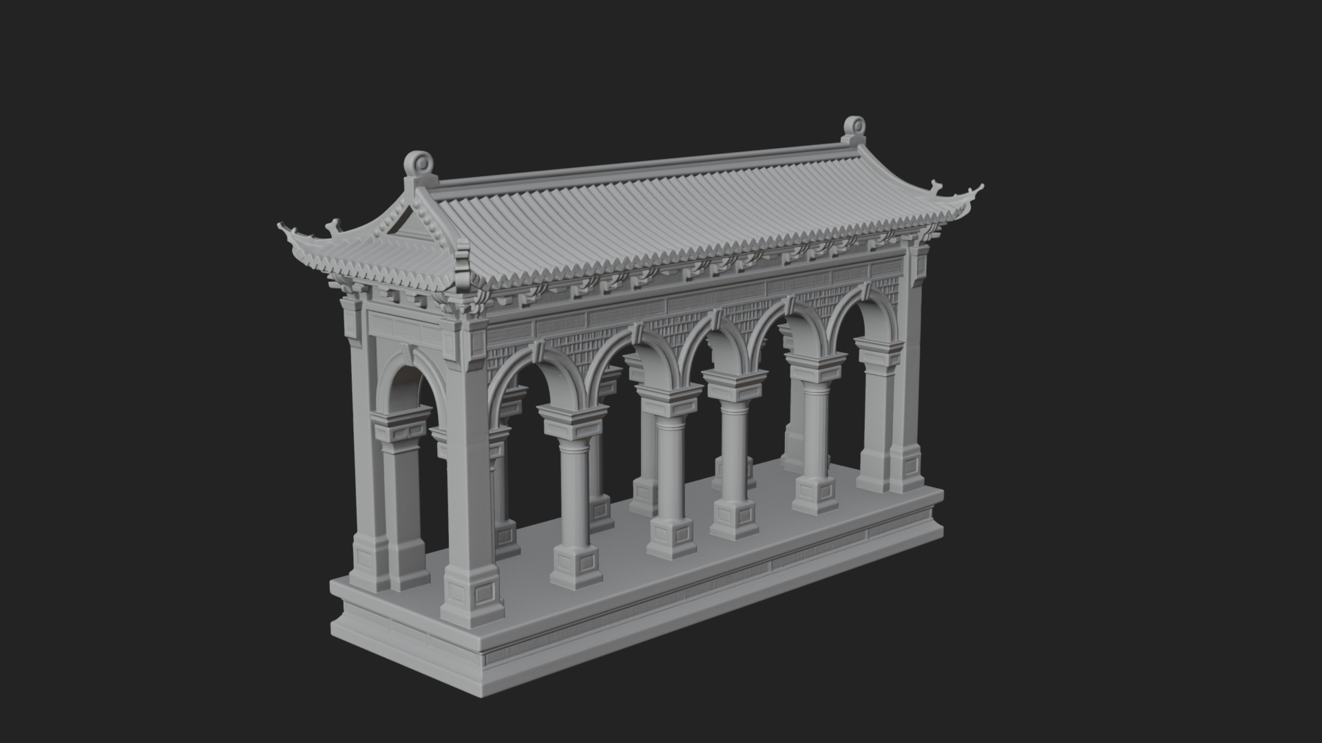 Columned Arcade Model Design 4 3D Print Model 3D Model