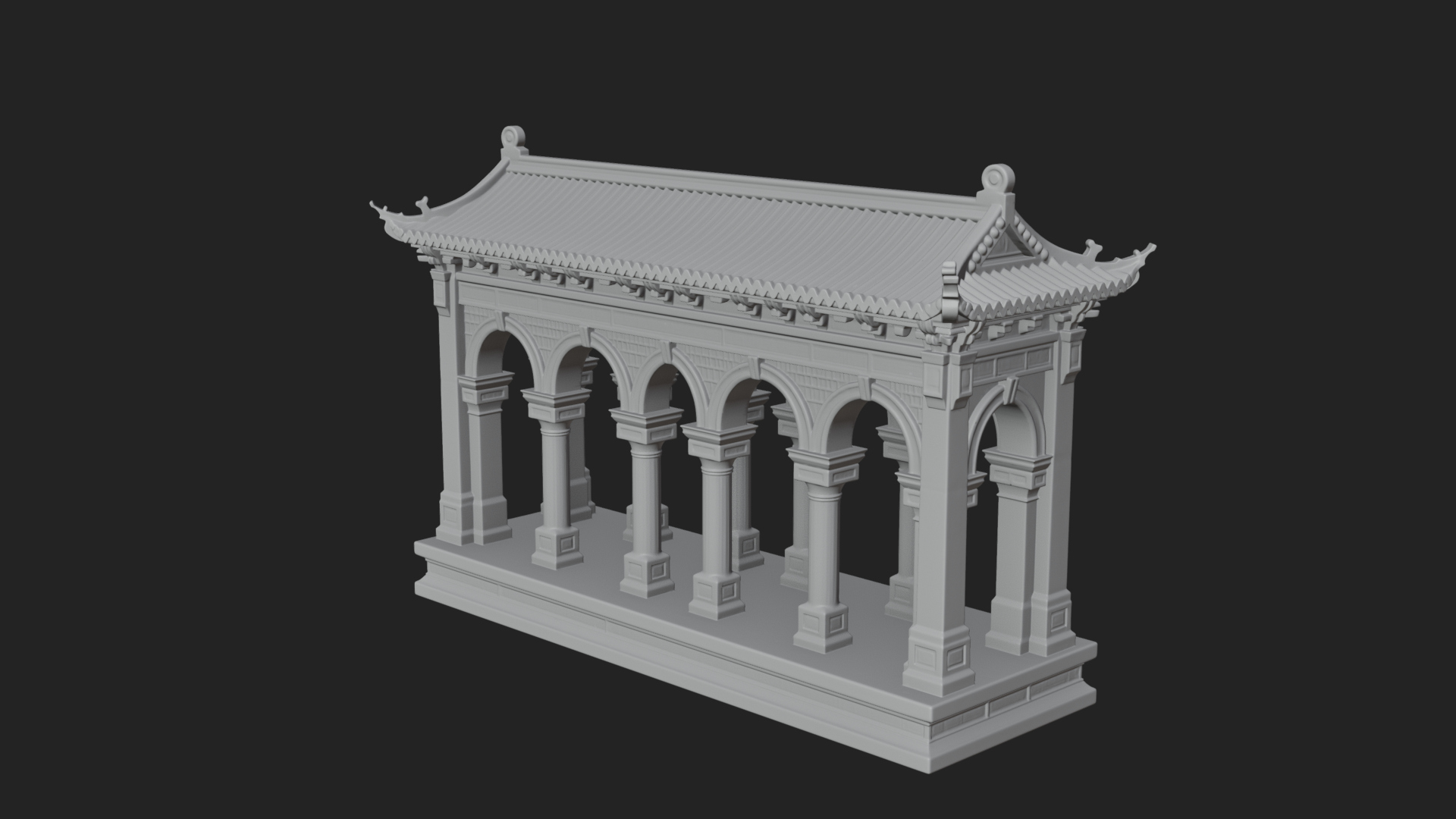 Columned Arcade Model Design 4 3D Print Model 3D Model