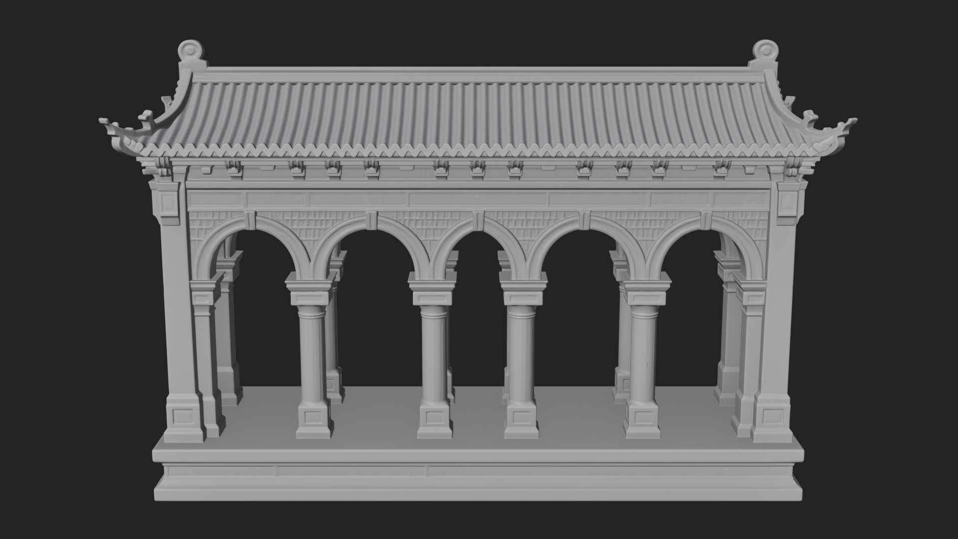 Columned Arcade Model Design 4 3D Print Model 3D Model