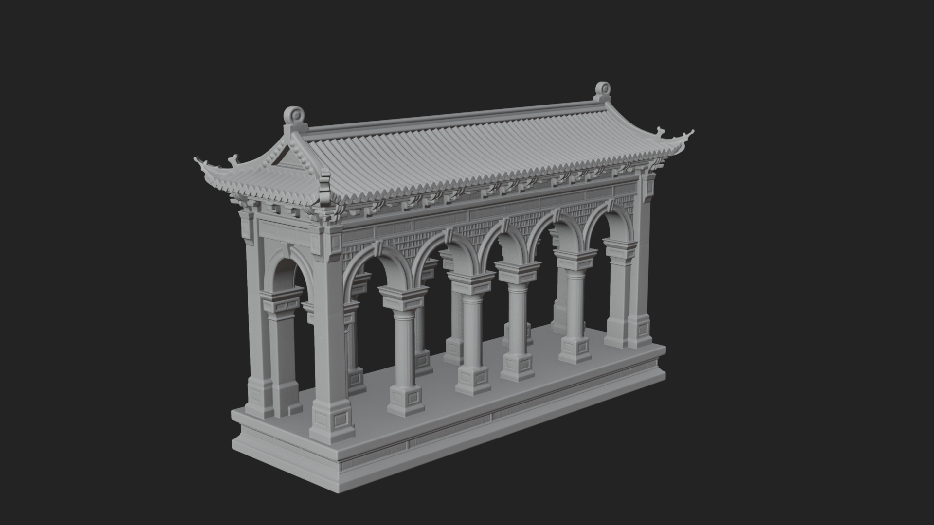 Columned Arcade Model Design 4 3D Print Model 3D Model