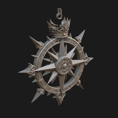 Compass Rose Medallion Pendant Design 4 3D Print Model