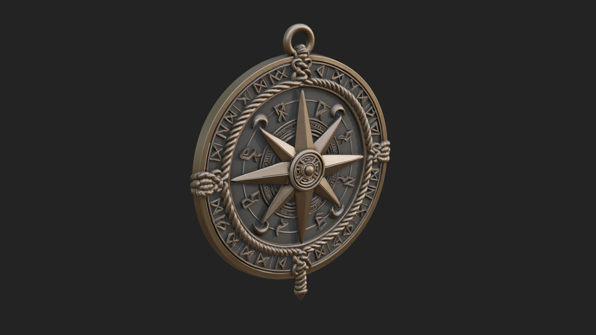 Compass Rose Medallion Pendant Design 5 3D Print Model 3D Model