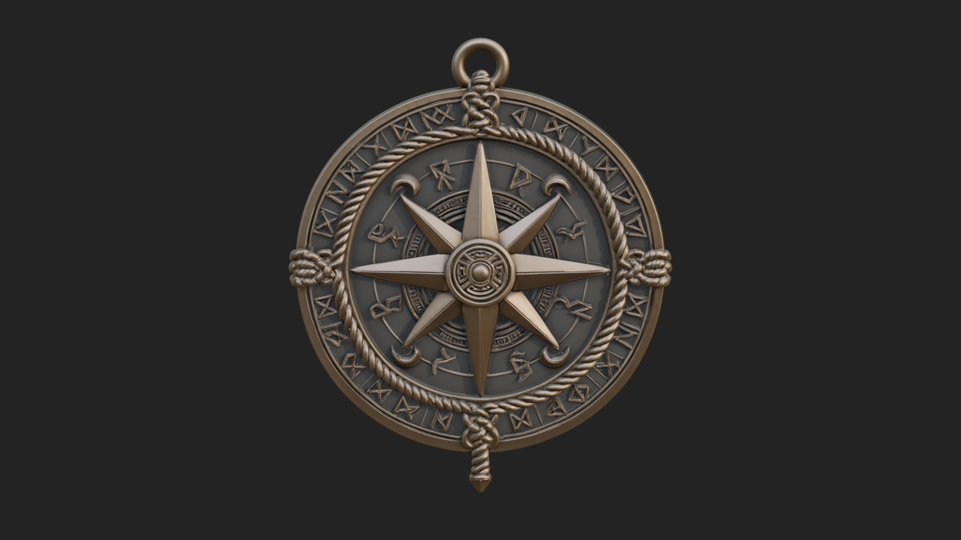 Compass Rose Medallion Pendant Design 5 3D Print Model 3D Model