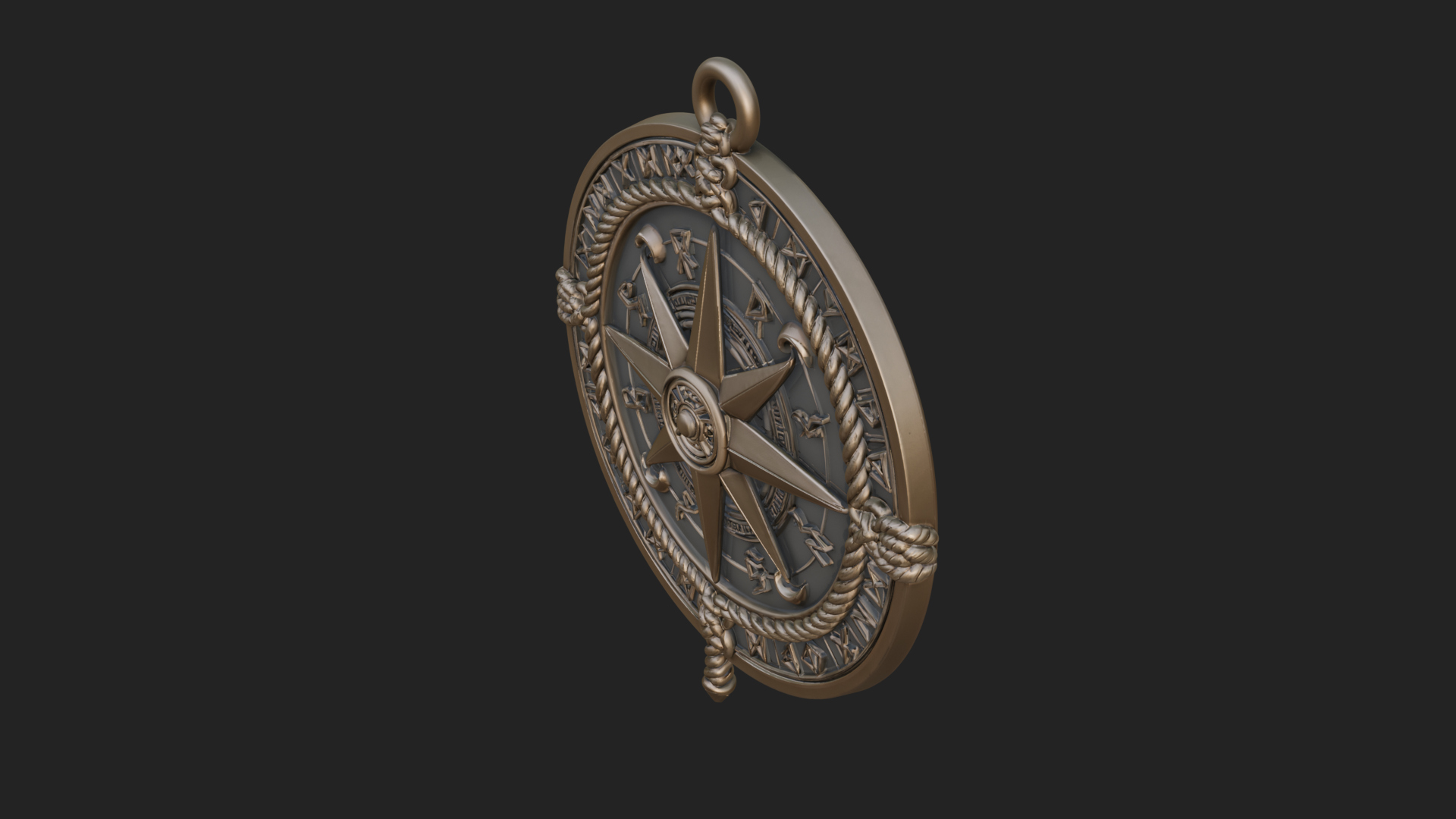 Compass Rose Medallion Pendant Design 5 3D Print Model 3D Model