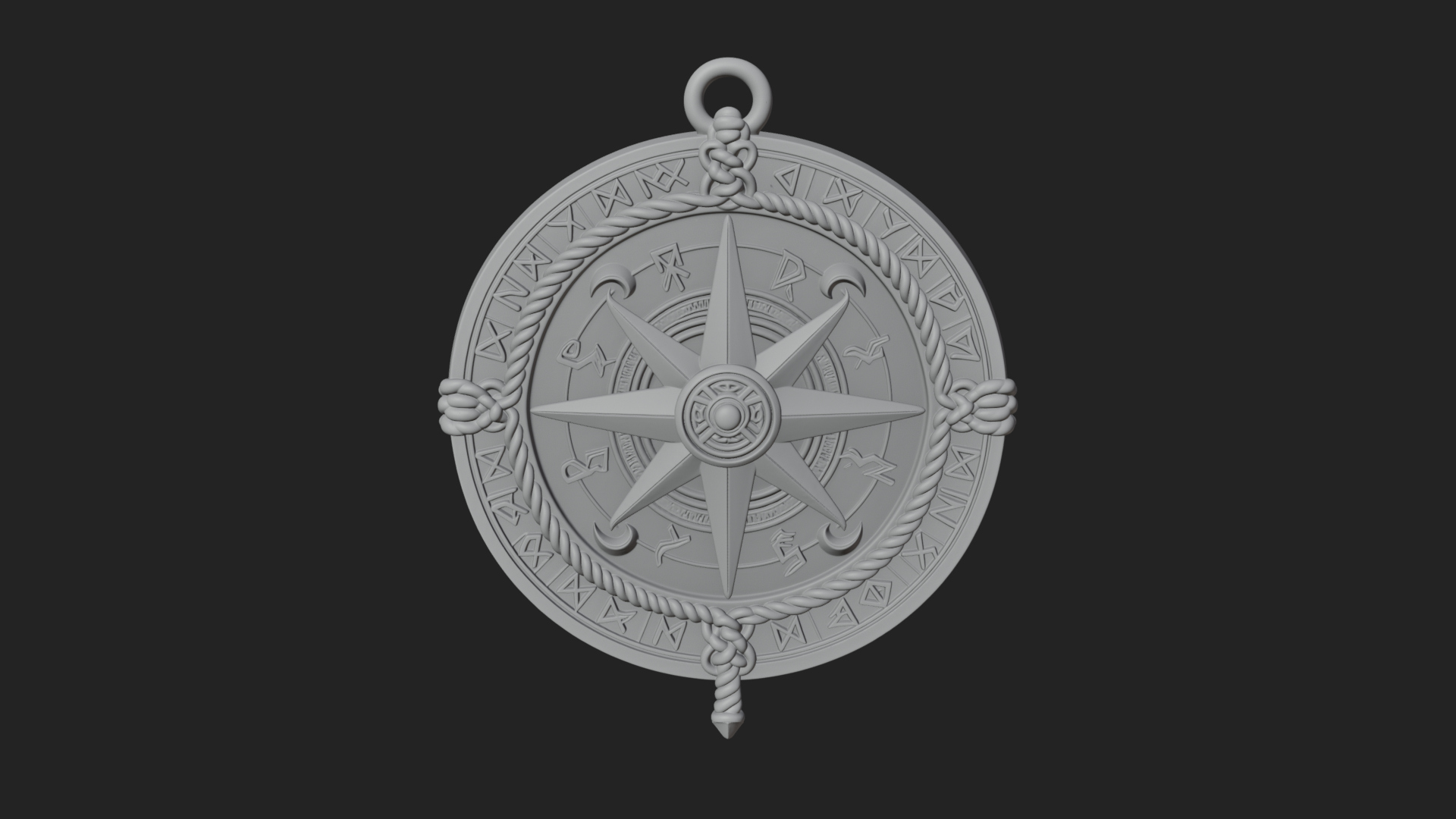 Compass Rose Medallion Pendant Design 5 3D Print Model 3D Model