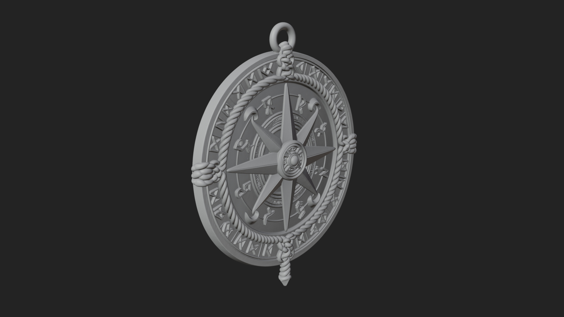 Compass Rose Medallion Pendant Design 5 3D Print Model 3D Model