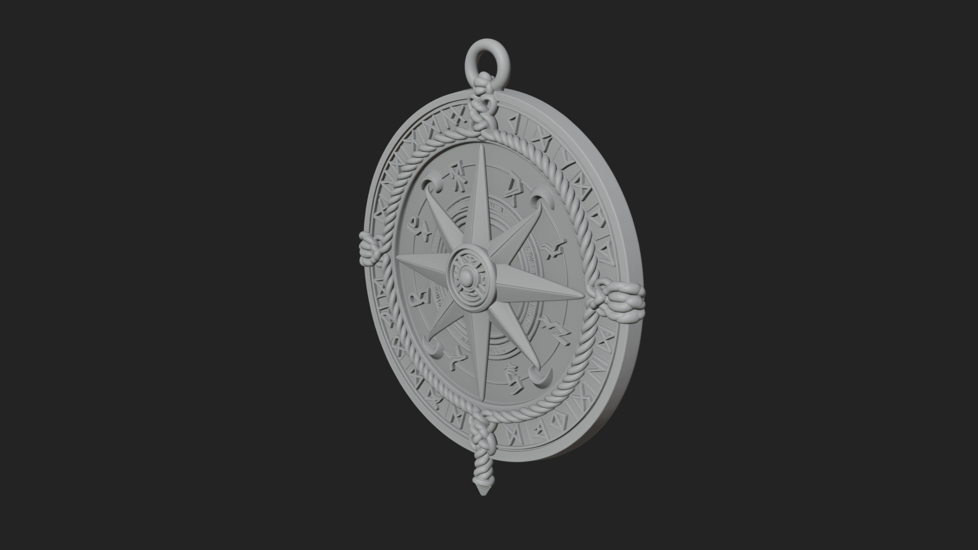 Compass Rose Medallion Pendant Design 5 3D Print Model 3D Model
