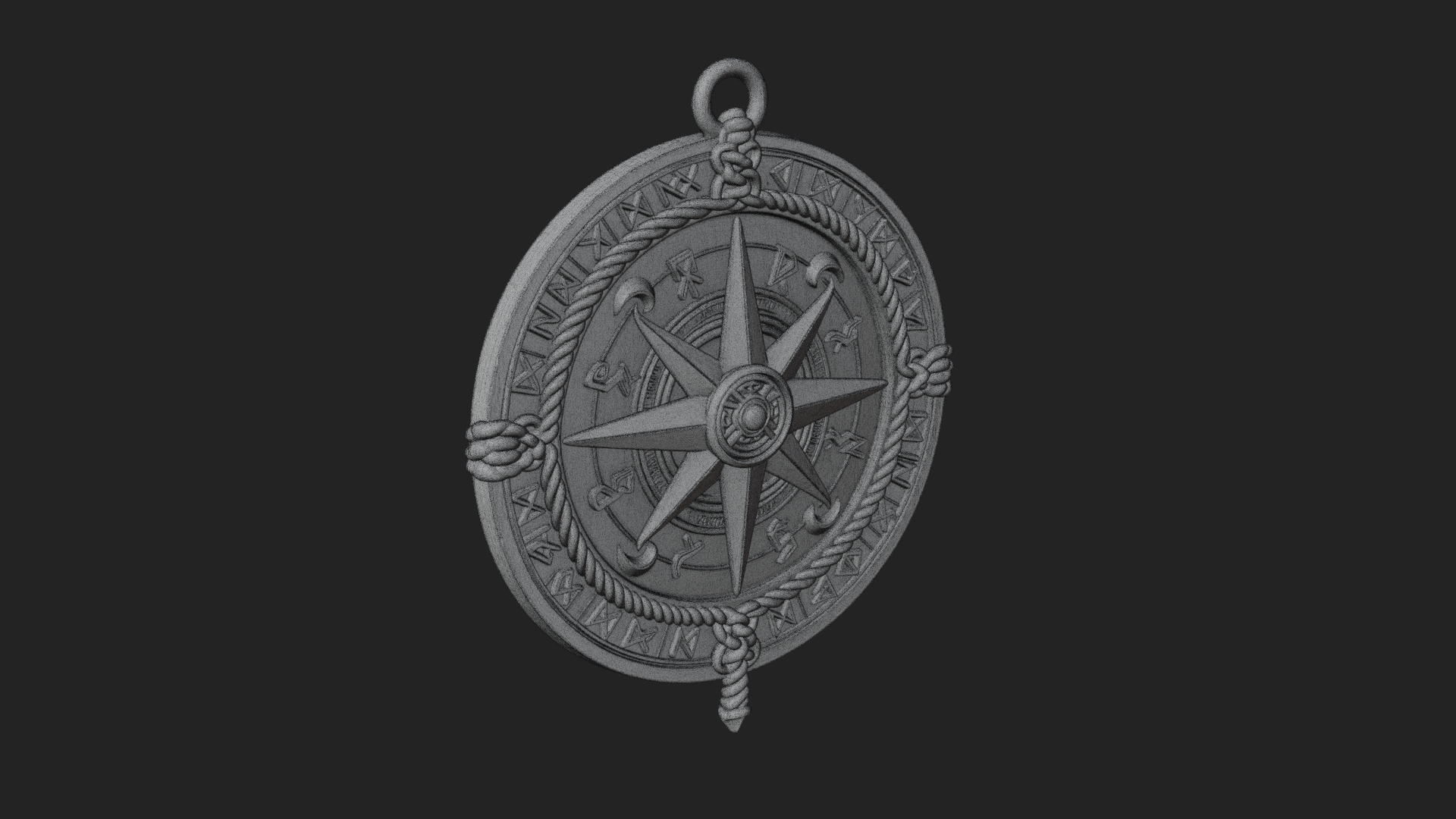 Compass Rose Medallion Pendant Design 5 3D Print Model 3D Model