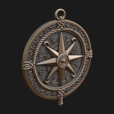 Compass Rose Medallion Pendant Design 5 3D Print Model