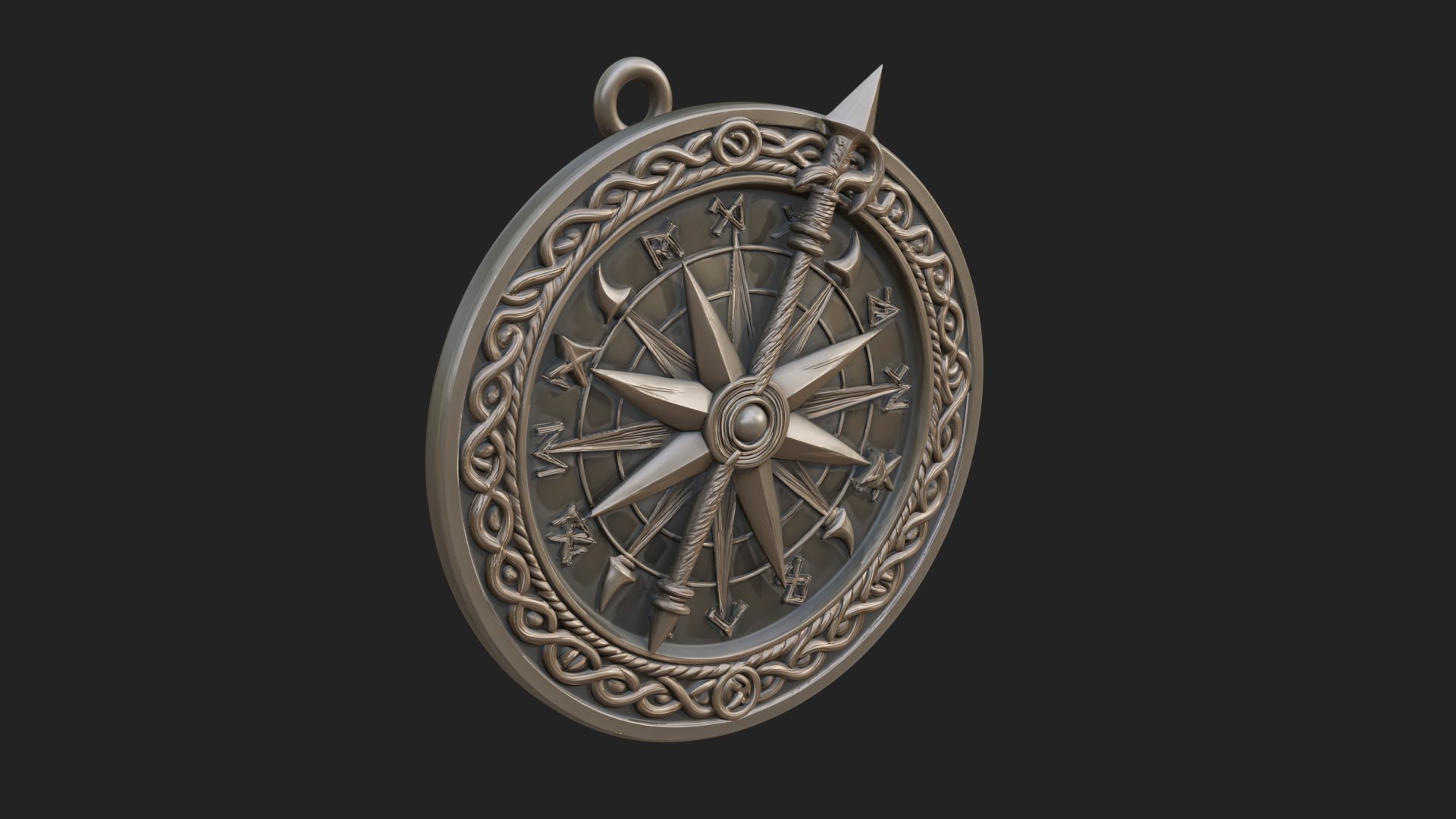 Compass Rose Medallion Pendant Design 6 3D Print Model 3D Model