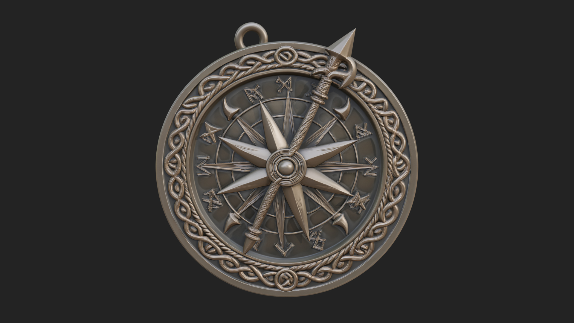 Compass Rose Medallion Pendant Design 6 3D Print Model 3D Model